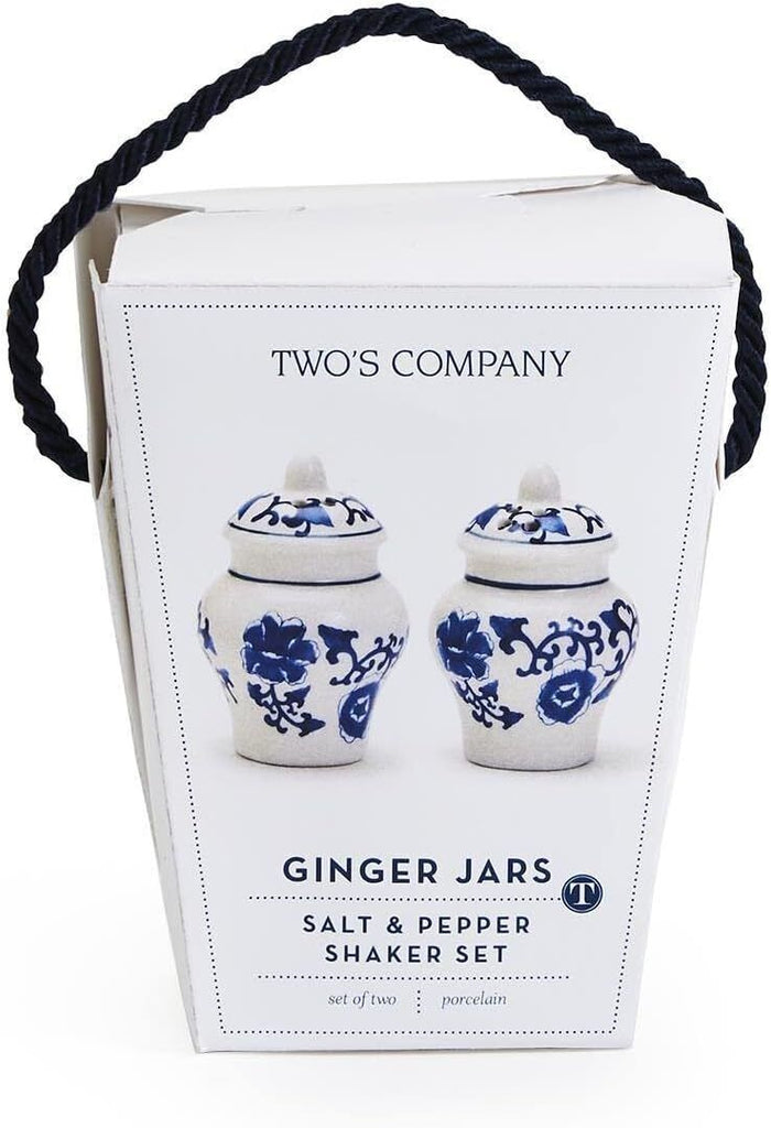 Two's Company GINGER JAR ASIAN Blue White Salt & Pepper Shakers