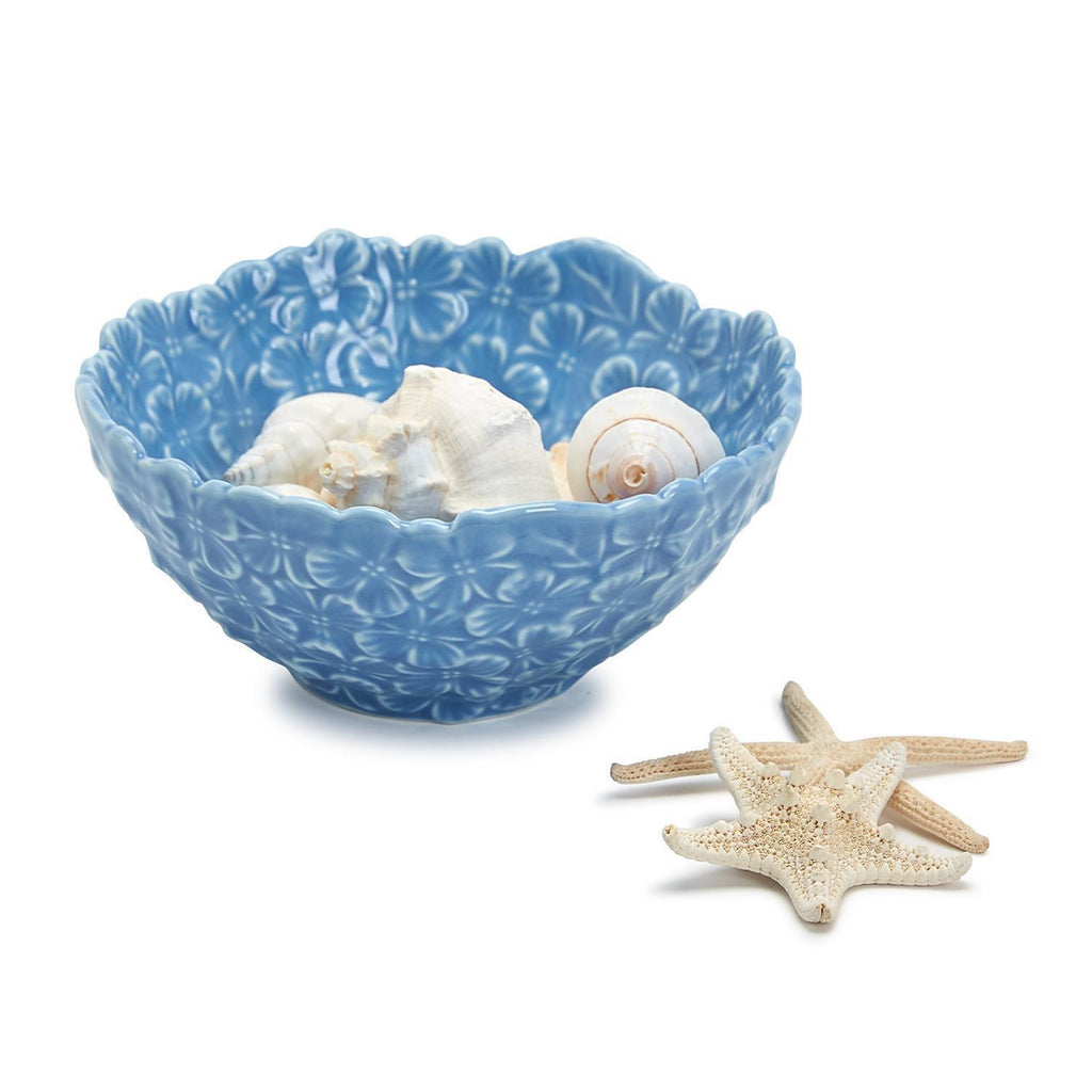 TWO'S COMPANY Blue Hydrangea Floral Porcelain Tidbit Bowl