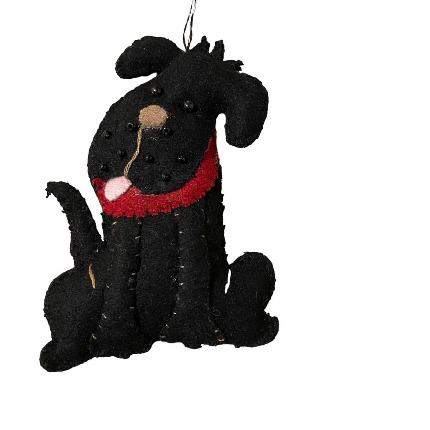 Stitch by Stitch Black DOG Beaded Fair Trade Handmade Beaded Christmas Ornament & Gift Bag