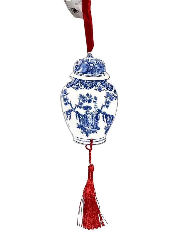 Trade Cie Blue White GINGER JAR Debi Vincent Christmas Chinoiserie Ornament