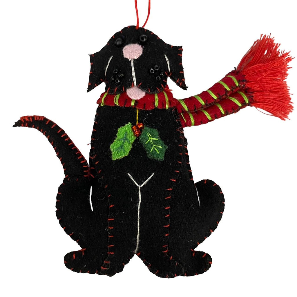 Stitch by Stitch Black LABRADOR DOG Scarf Fair Trade Handmade Beaded Christmas Ornament