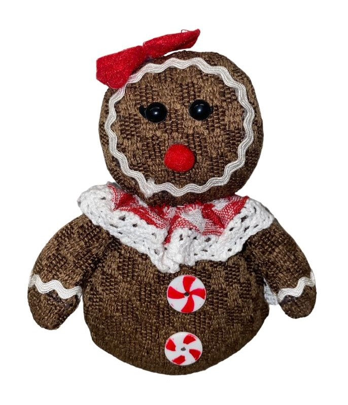 NOELTA Kitchen GINGERBREAD GIRL Red BOW Christmas Peppermint Buttons Ornament