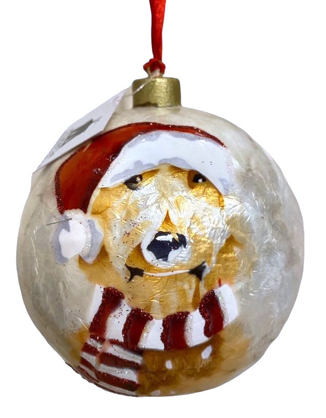 Trade-Cie Megan Grinder GOLDEN RETRIEVER DOG Capiz Ball Christmas Ornament
