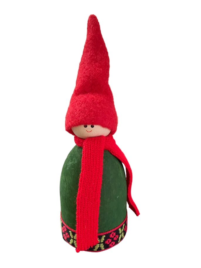 LARSSONS TRA Sweden Child GREEN HAT Knitted Scarf 7" TOMTE Figure DOLL