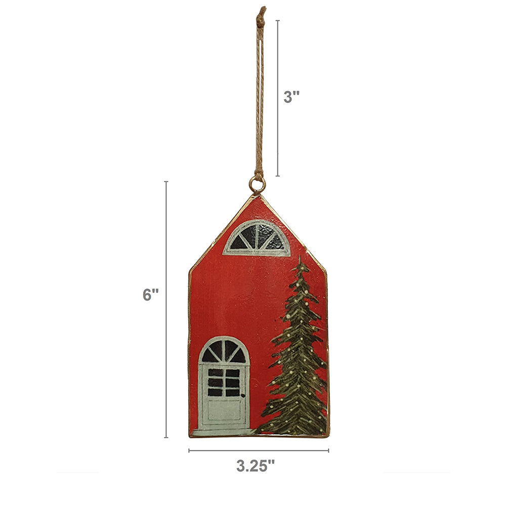 Seasonal Abode RED HOUSE Christmas TREE Door Hanging Decor Ornament