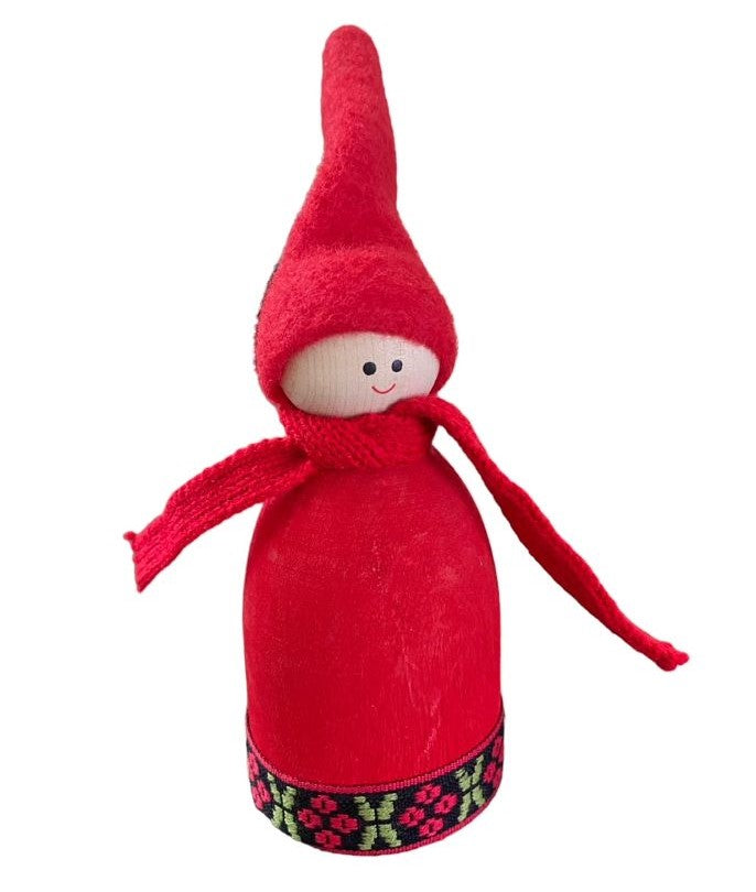 LARSSONS TRA Sweden Child RED HAT Knitted Scarf 7" TOMTE Figure DOLL