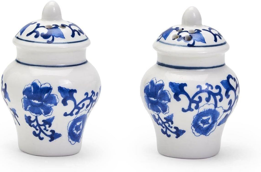 Two's Company GINGER JAR ASIAN Blue White Salt & Pepper Shakers