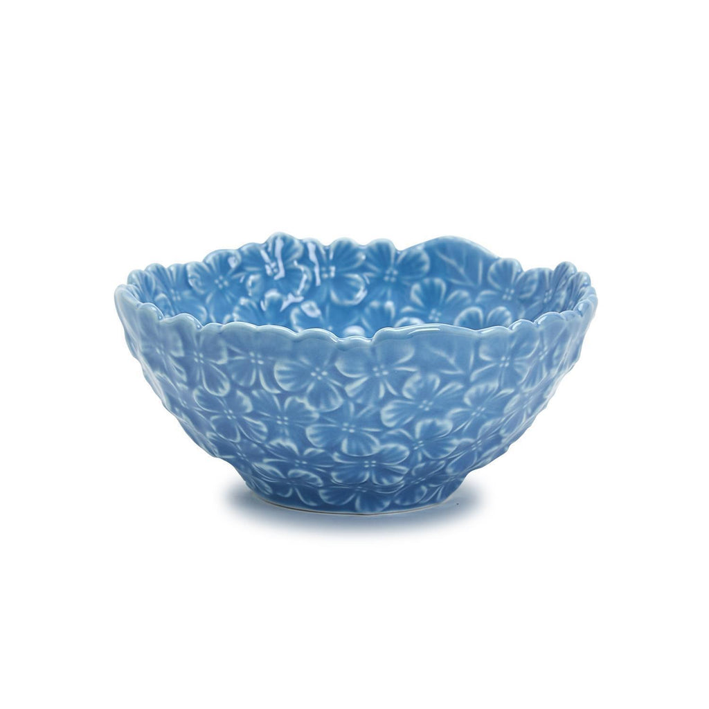TWO'S COMPANY Blue Hydrangea Floral Porcelain Tidbit Bowl
