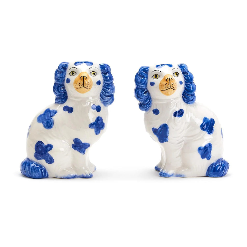 Two's Company Staffordshire Dog Blue White Salt & Pepper Shakers