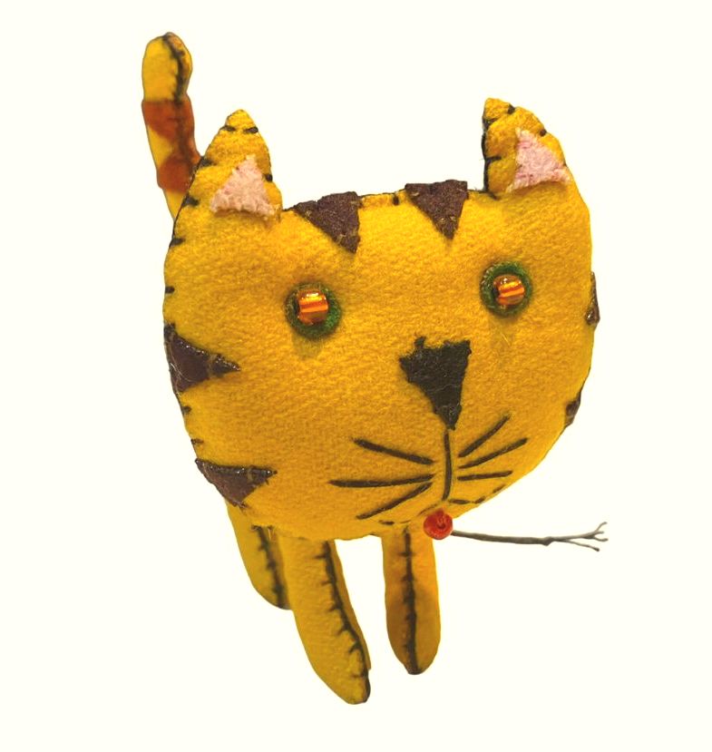 Stitch by Stitch Yellow TABBY Kitty CAT Fair Trade Handmade Beaded Christmas Ornament