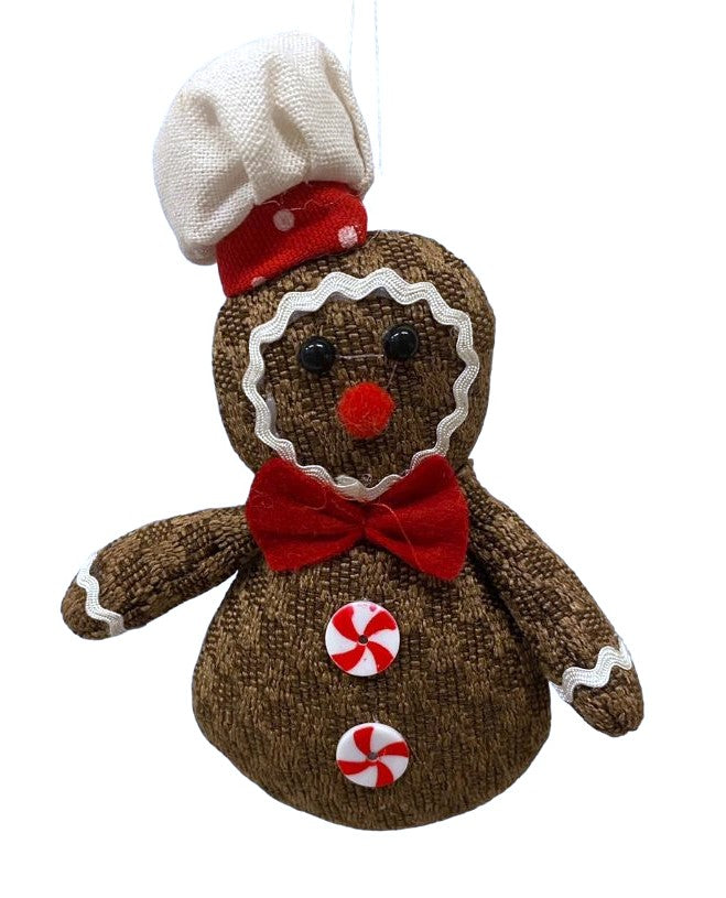 NOELTA Kitchen GINGERBREAD MAN CHEF Hat Christmas Red BOW TIE Ornament