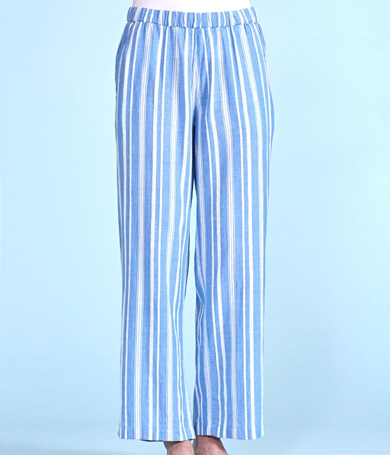 Fresh Produce Medium Arwen Blue White Cotton Stripe Beach Pants $69 M