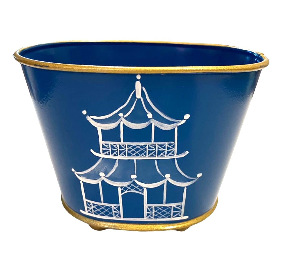 Patty Rybolt Trade Cie Blue Pagoda Oriental Asian Cachepot Cache Pot