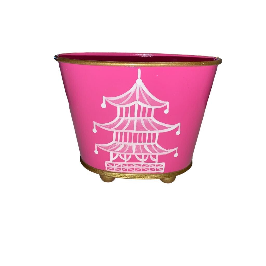 Patty Rybolt Trade Cie Pink Pagoda Oriental Asian Cachepot Cache Pot