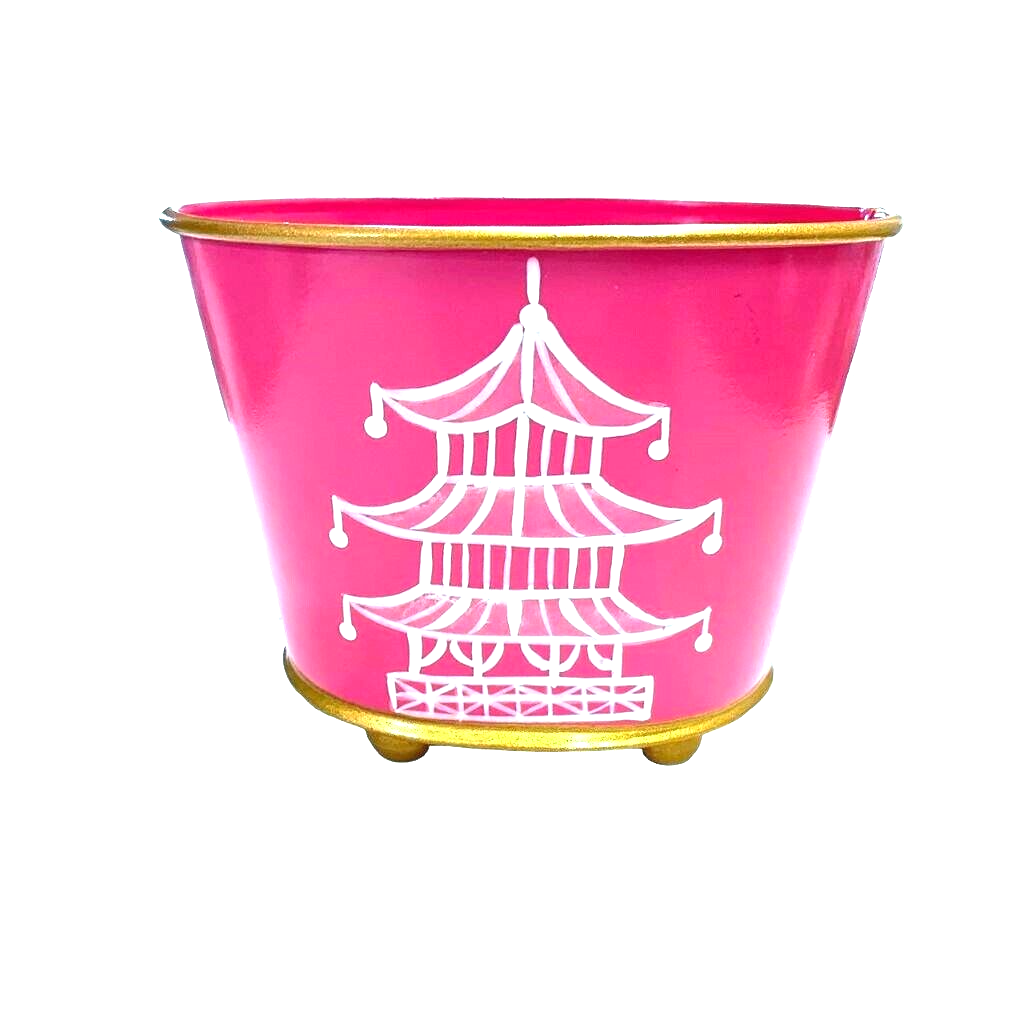 Patty Rybolt Trade Cie Pink Pagoda oriental Asian Cachepot Cache Pot